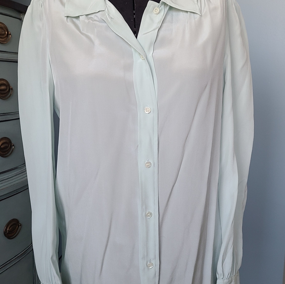 J. Crew silk blouse mint green size 4